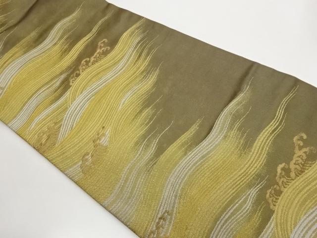 JAPANESE KIMONO / HIKIHAKU WAVE PATTERN WOVEN NAGOYA OBI